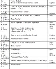 calendari catequesi 2n curs comunio 2015-2016